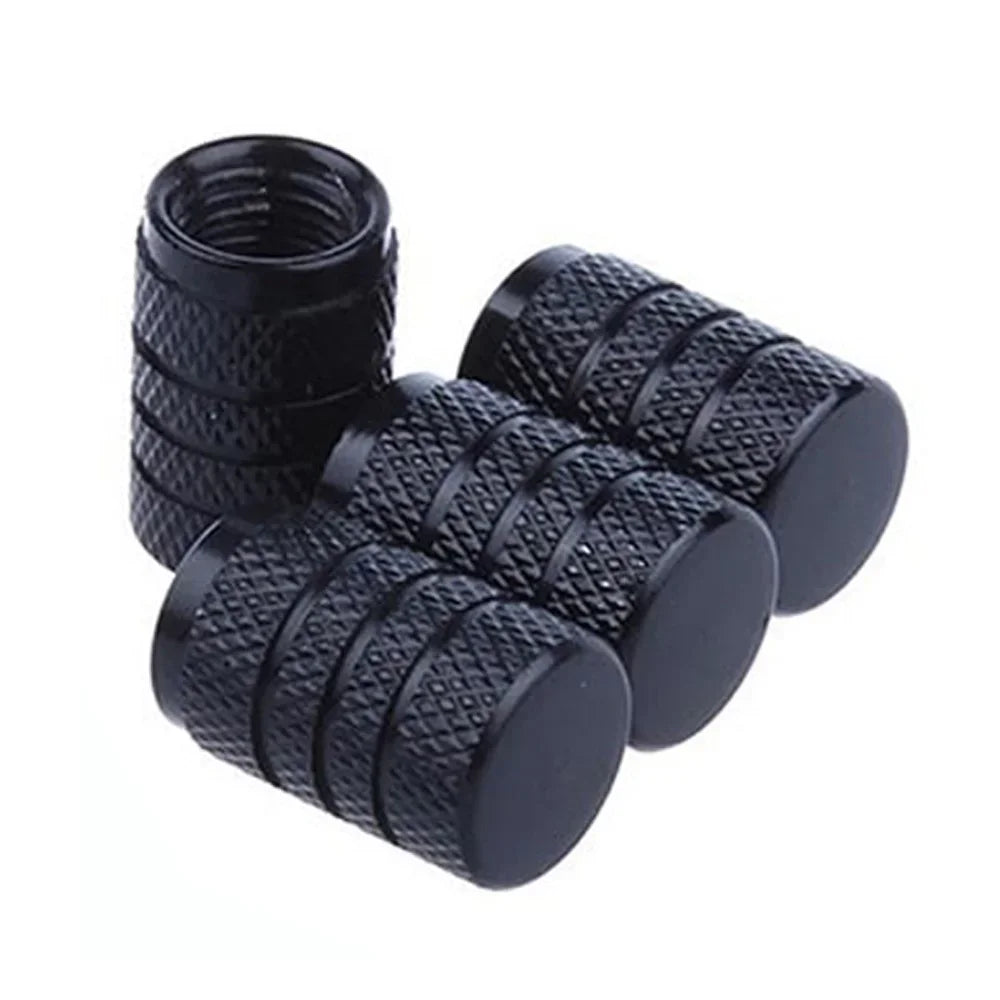 4pcs Aluminum Tire Valve Caps – Knurled O-Ring Seal for Cars, Motorcycles & Bicycles
