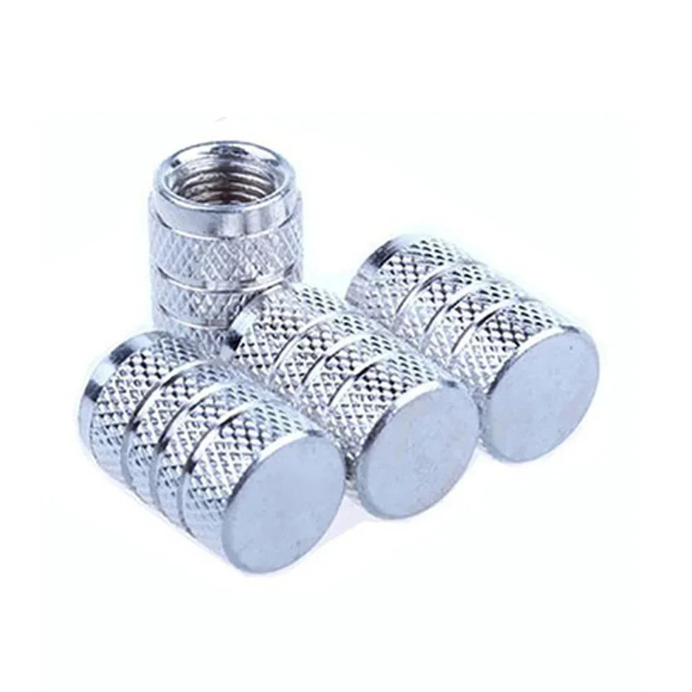 4pcs Aluminum Tire Valve Caps – Knurled O-Ring Seal for Cars, Motorcycles & Bicycles