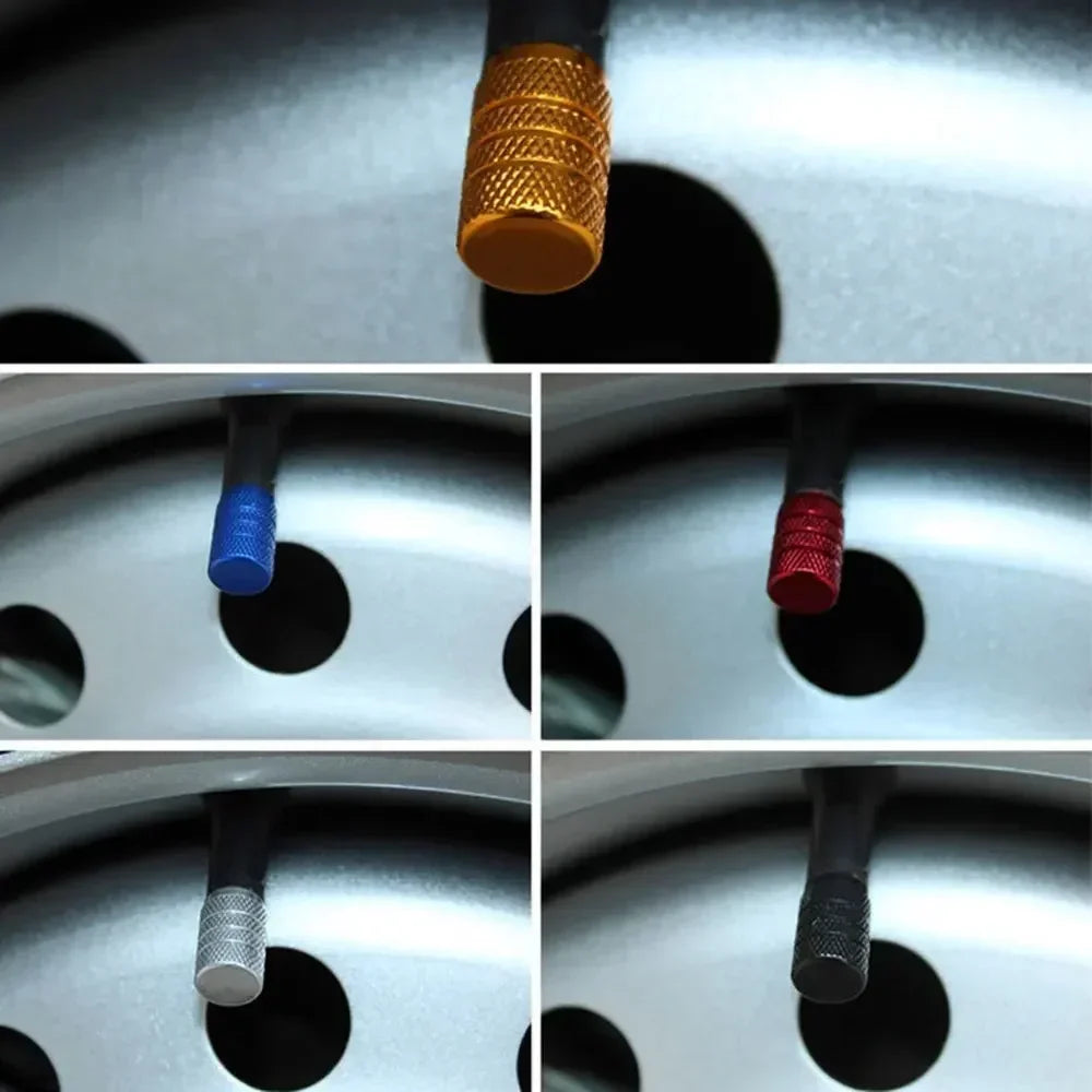 4pcs Aluminum Tire Valve Caps – Knurled O-Ring Seal for Cars, Motorcycles & Bicycles