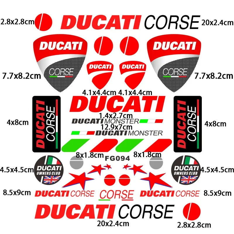 Ducati Logo Motorcycle Sticker – Helmet & Bike Decal for Monster & Hypermotard Models