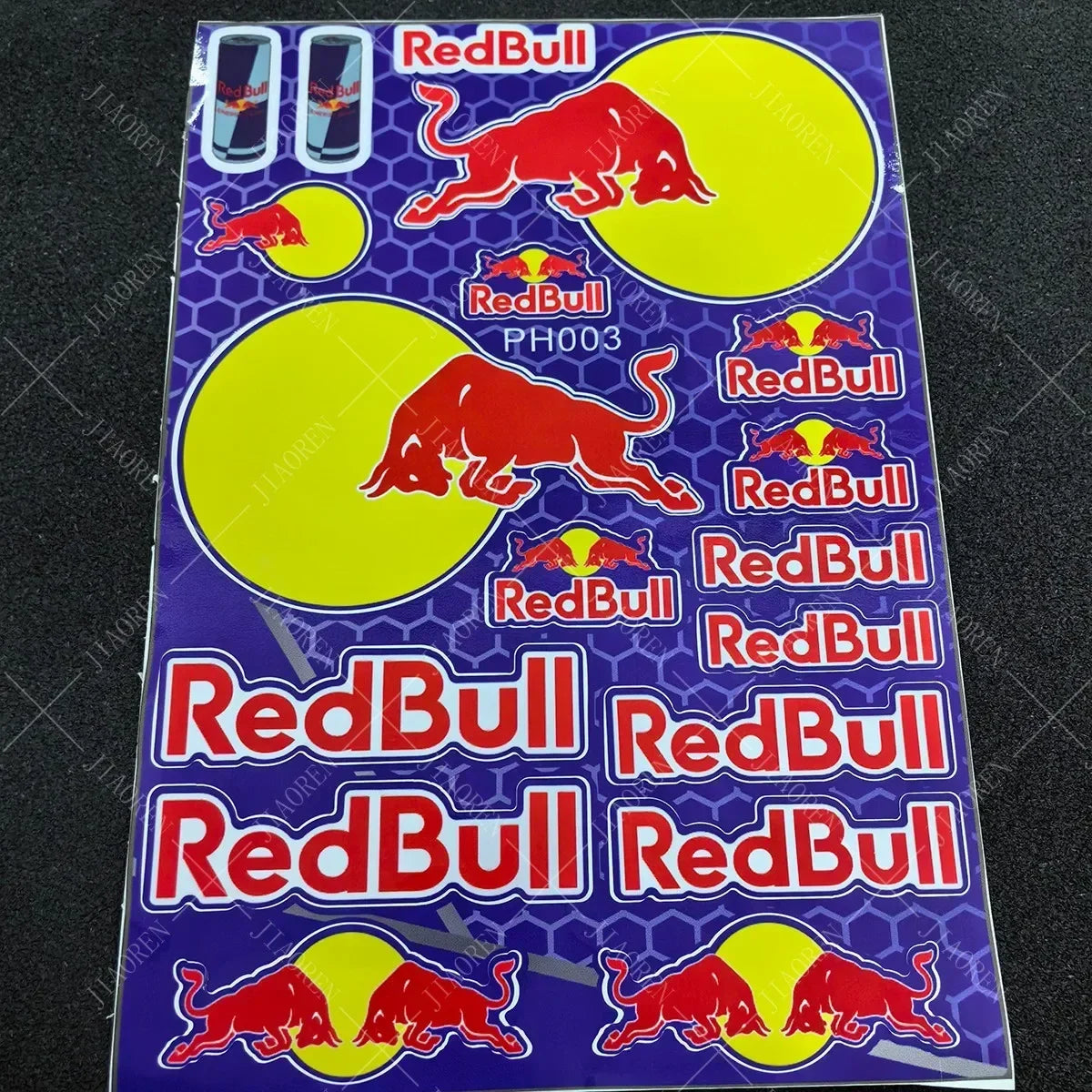 ed Bull Logo Motorcycle Sticker Kit – Helmet & Bike Decals (5–8 pcs)