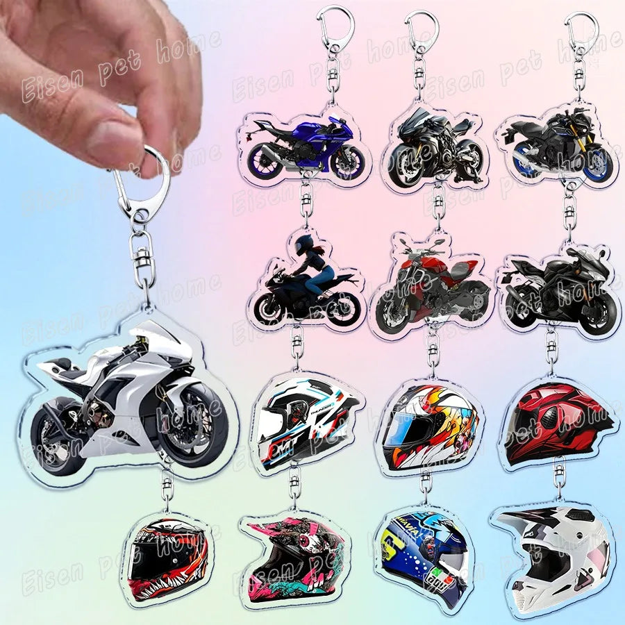 Motorcycle Helmet Keychain – Rider Gift & Bag Charm Accessory