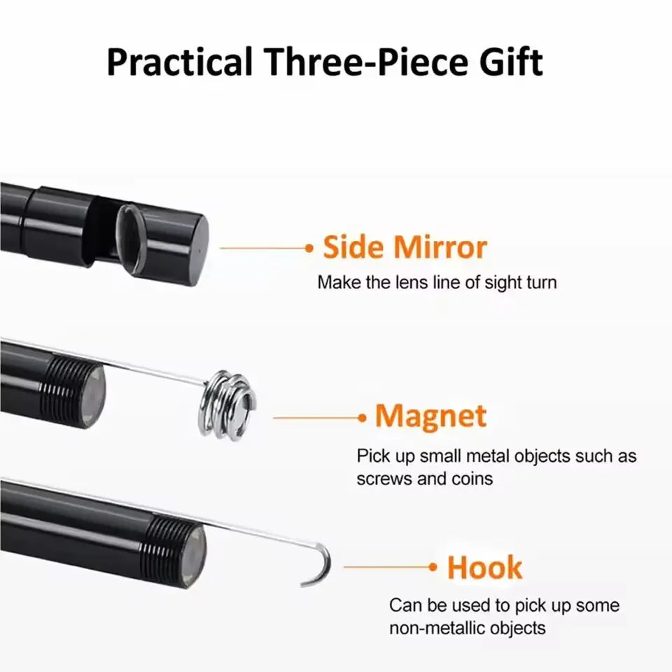 7mm USB-C Endoscope Camera – IP67 Waterproof Inspection Borescope with 6 Adjustable LEDs for Android & PC