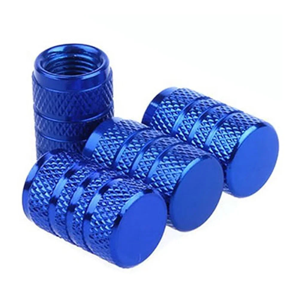 4pcs Aluminum Tire Valve Caps – Knurled O-Ring Seal for Cars, Motorcycles & Bicycles
