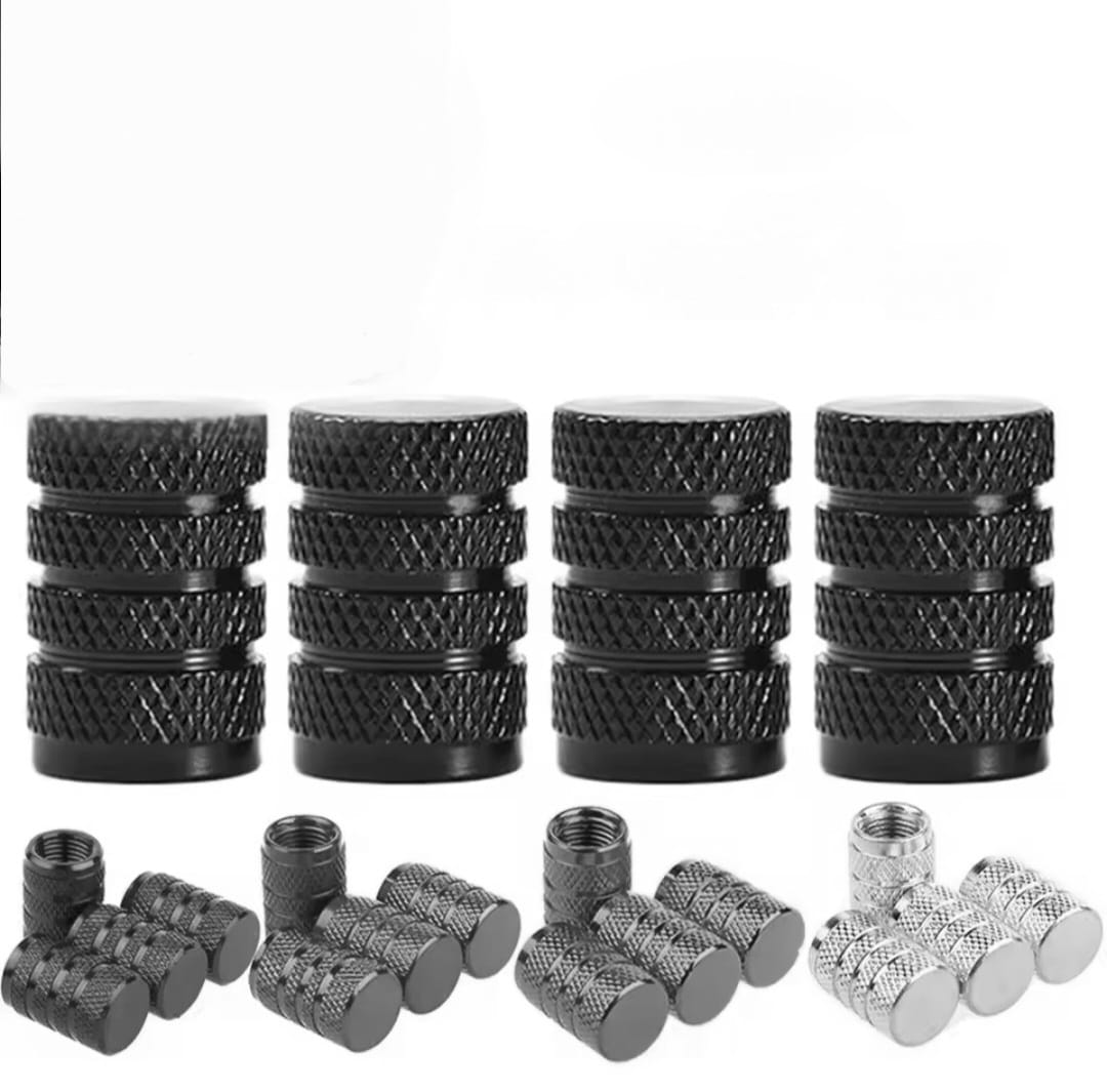 4pcs Aluminum Tire Valve Caps – Knurled O-Ring Seal for Cars, Motorcycles & Bicycles