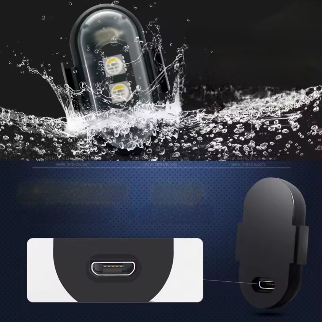 Motorcycle LED RGB Warning Light – 7-Color Mini Signal Lamp with Strobe & Controller (USB Rechargeable)