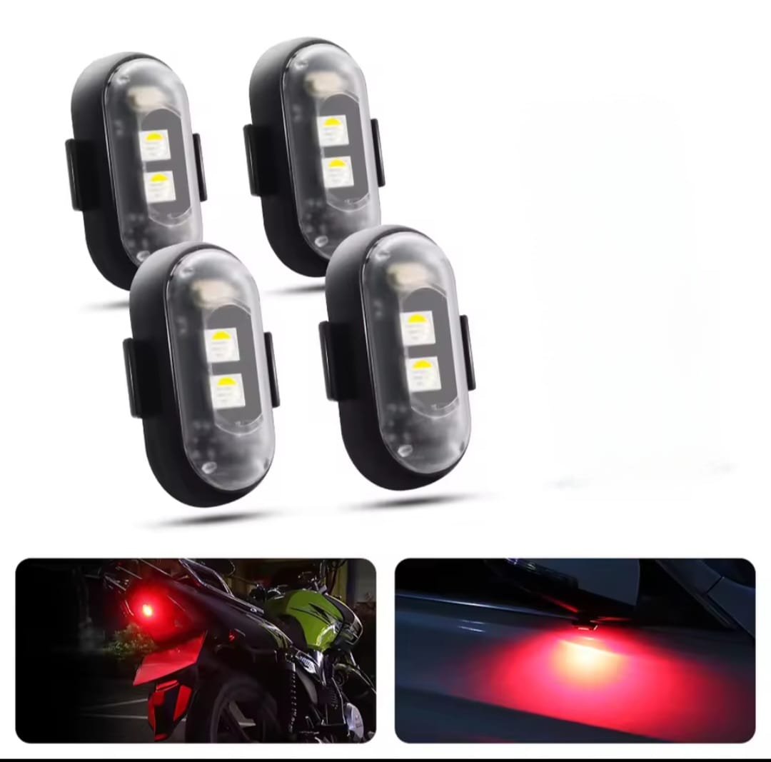 Motorcycle LED RGB Warning Light – 7-Color Mini Signal Lamp with Strobe & Controller (USB Rechargeable)