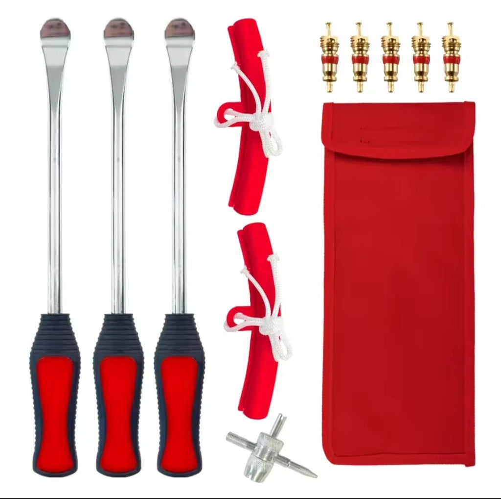 Motorcycle Tire Repair Spoon Set – Heavy-Duty Steel Tire Lever Kit with Rim Protectors & Non-Slip Handles