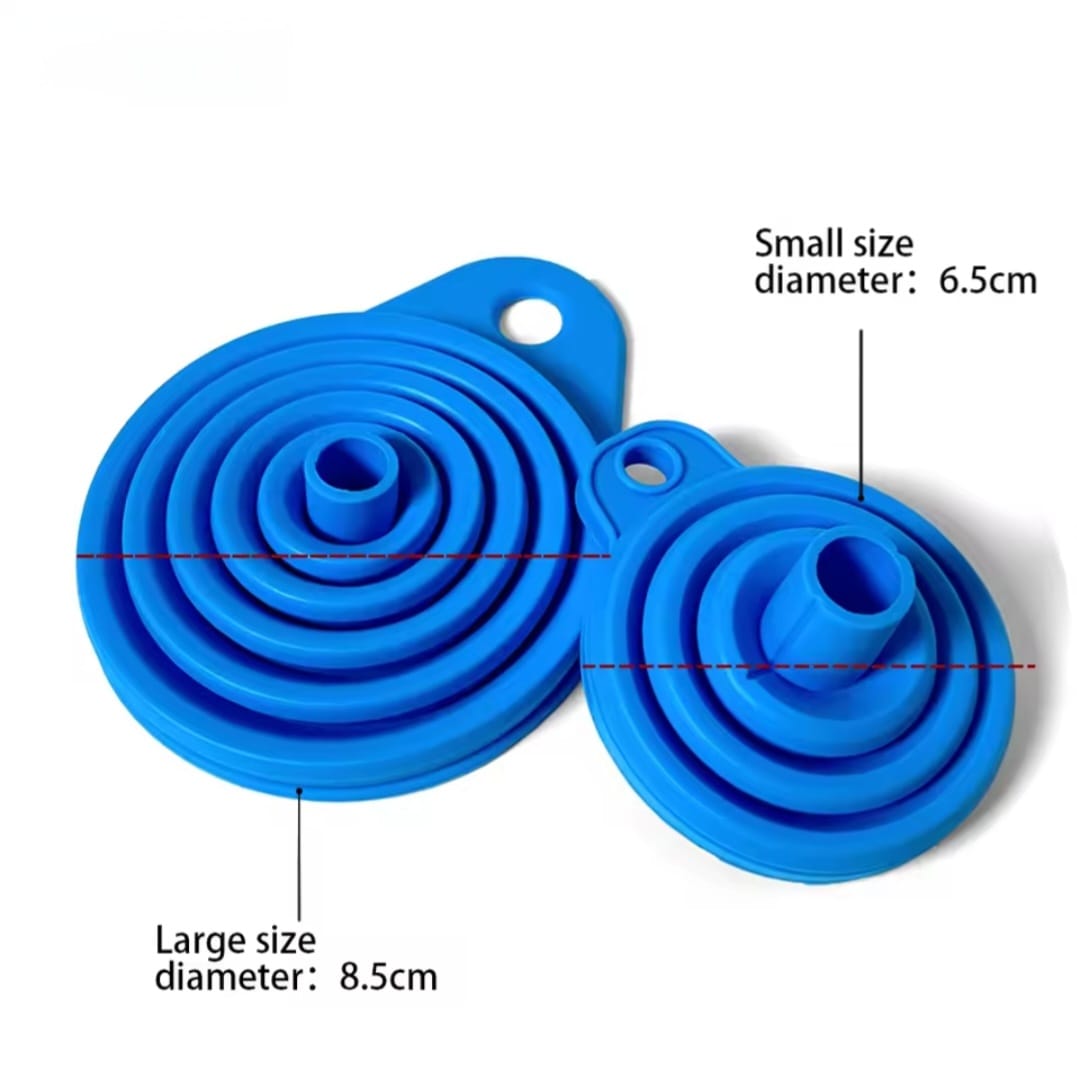 2× Foldable Silicone Engine Funnel – Collapsible Oil & Fluid Funnel for Motorcycle, Car & ATV Maintenance