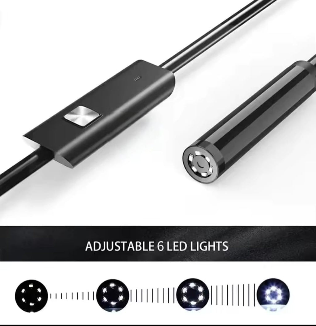 7mm USB-C Endoscope Camera – IP67 Waterproof Inspection Borescope with 6 Adjustable LEDs for Android & PC