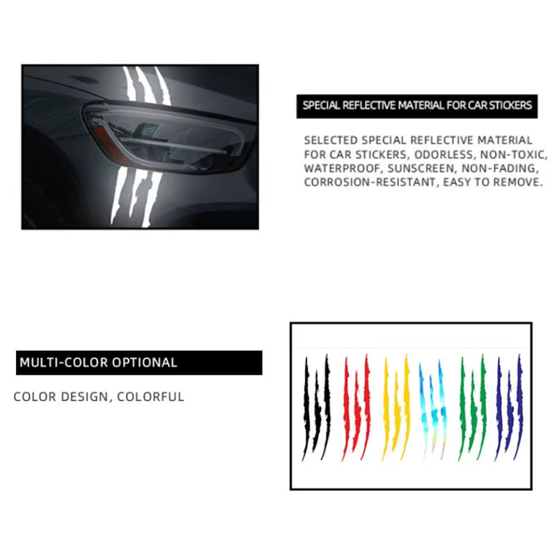 Monster Claw Scratch Motorcycle & Car Sticker – Reflective, Waterproof Universal Decal