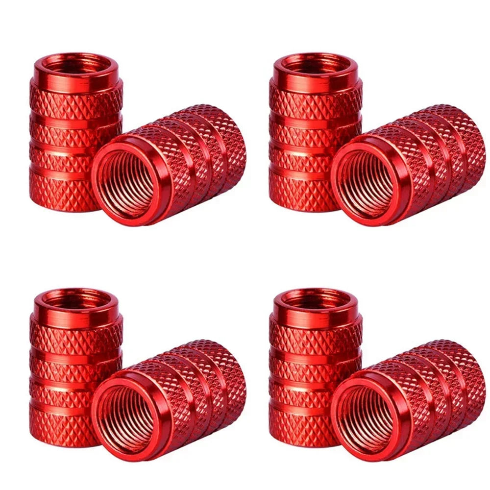 4pcs Aluminum Tire Valve Caps – Knurled O-Ring Seal for Cars, Motorcycles & Bicycles