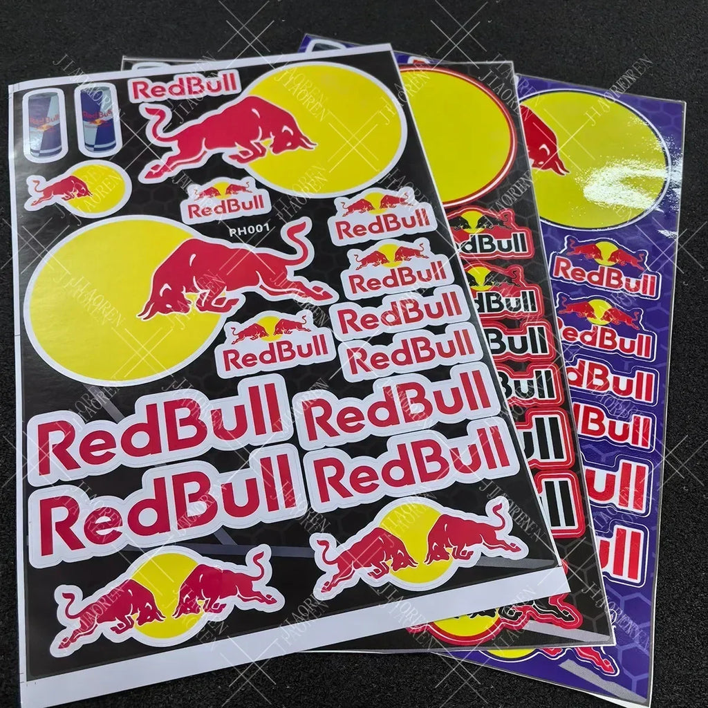 ed Bull Logo Motorcycle Sticker Kit – Helmet & Bike Decals (5–8 pcs)