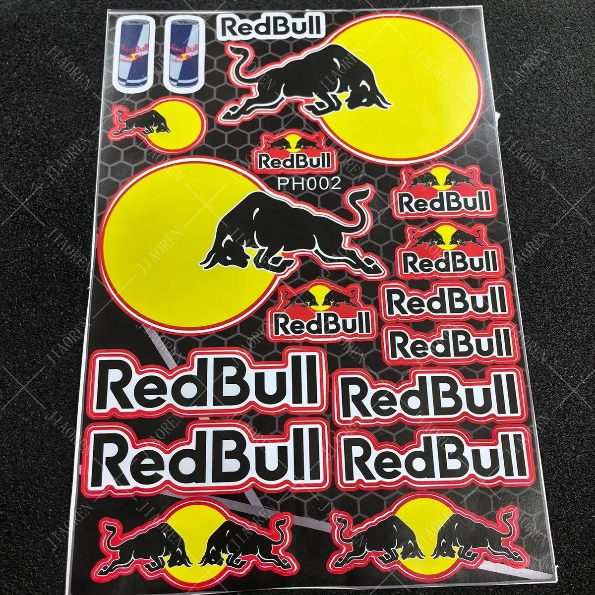 ed Bull Logo Motorcycle Sticker Kit – Helmet & Bike Decals (5–8 pcs)