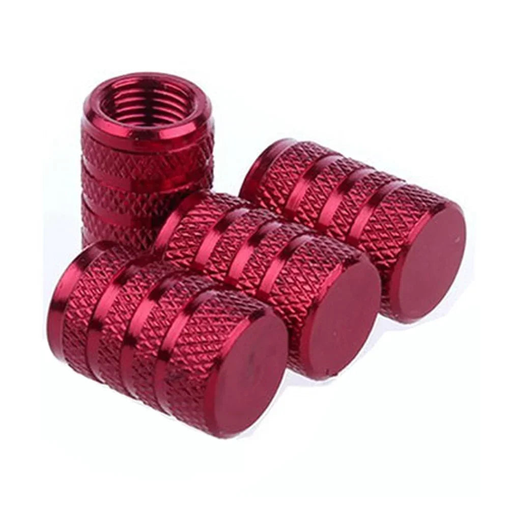 4pcs Aluminum Tire Valve Caps – Knurled O-Ring Seal for Cars, Motorcycles & Bicycles