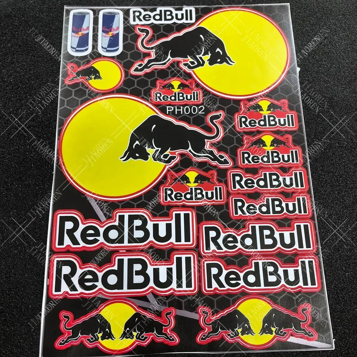 ed Bull Logo Motorcycle Sticker Kit – Helmet & Bike Decals (5–8 pcs)
