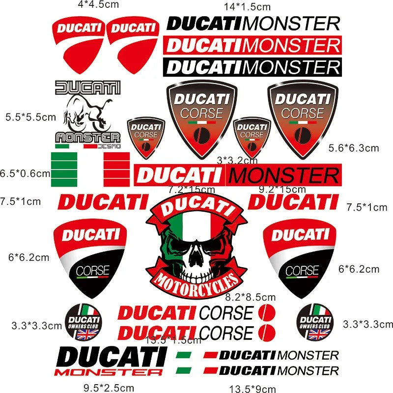 Ducati Logo Motorcycle Sticker – Helmet & Bike Decal for Monster & Hypermotard Models