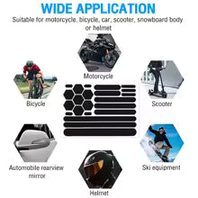Motorcycle Reflective Sticker Set – Black Safety Tape for Helmets (Scratch Cover + Night Visibility)