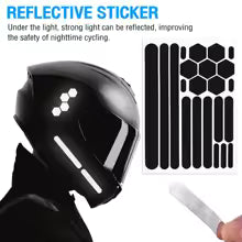 Motorcycle Reflective Sticker Set – Black Safety Tape for Helmets (Scratch Cover + Night Visibility)