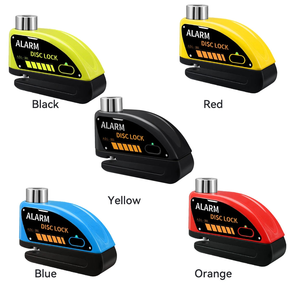 Motorcycle Disc Brake Alarm Lock – 120dB Anti-Theft Security with Reminder Cable & Rechargeable Battery