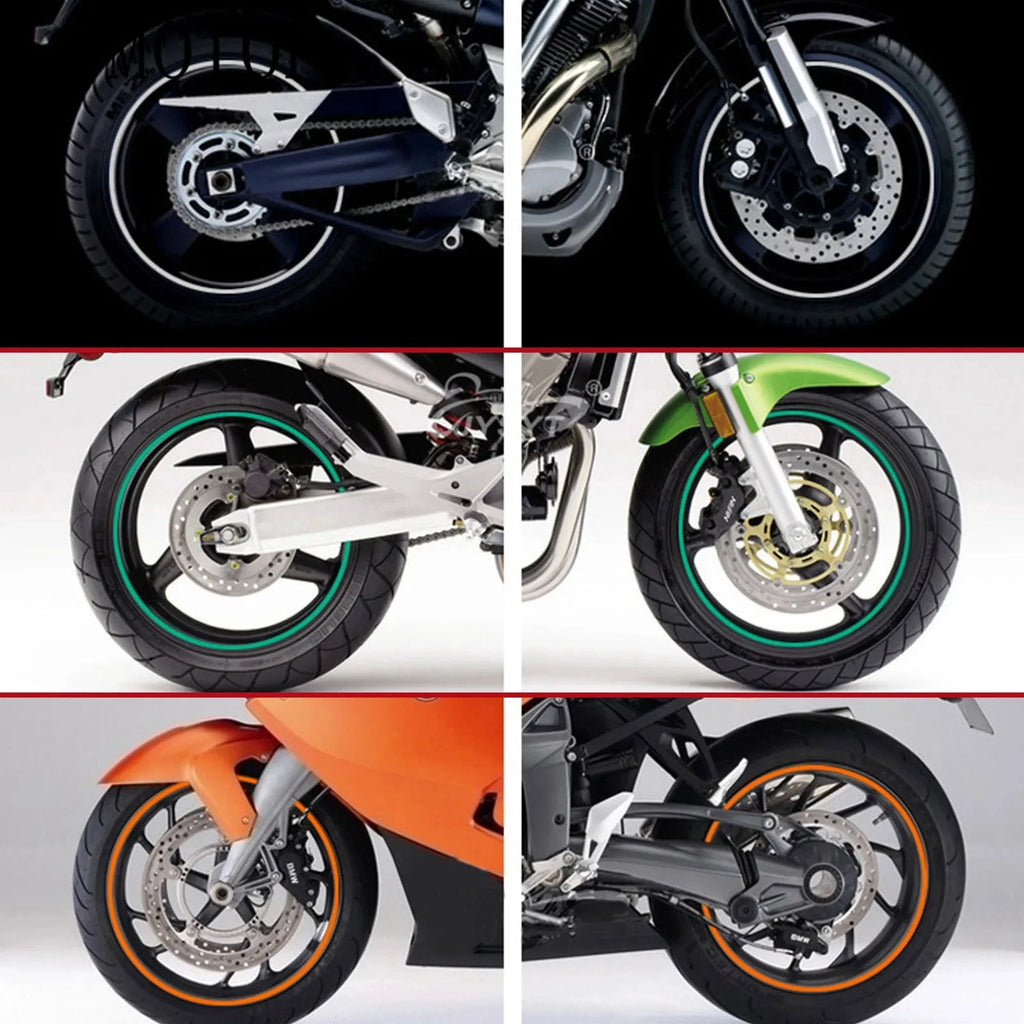 Reflective Wheel Rim Stripe Stickers – 16pc Set for 17–18" Motorcycle & Bike Wheels