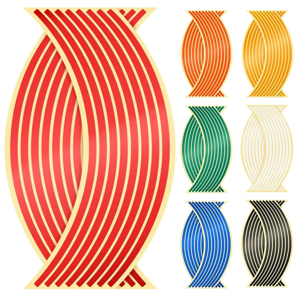 Reflective Wheel Rim Stripe Stickers – 16pc Set for 17–18" Motorcycle & Bike Wheels