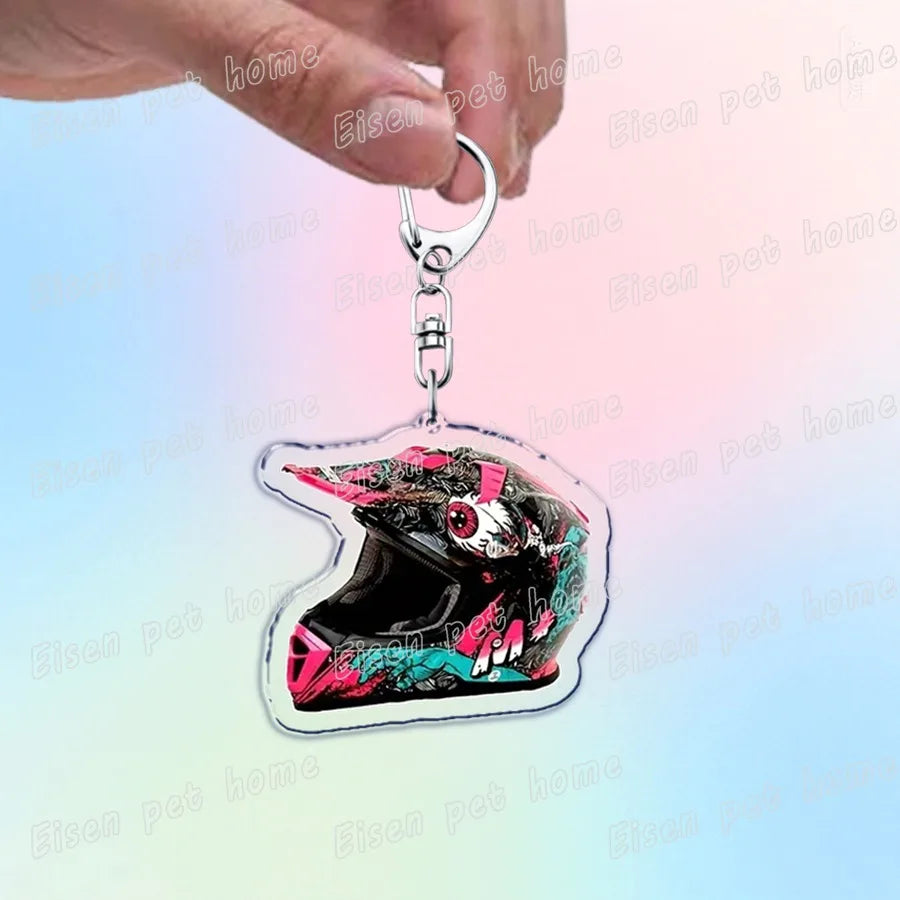 Motorcycle Helmet Keychain – Rider Gift & Bag Charm Accessory