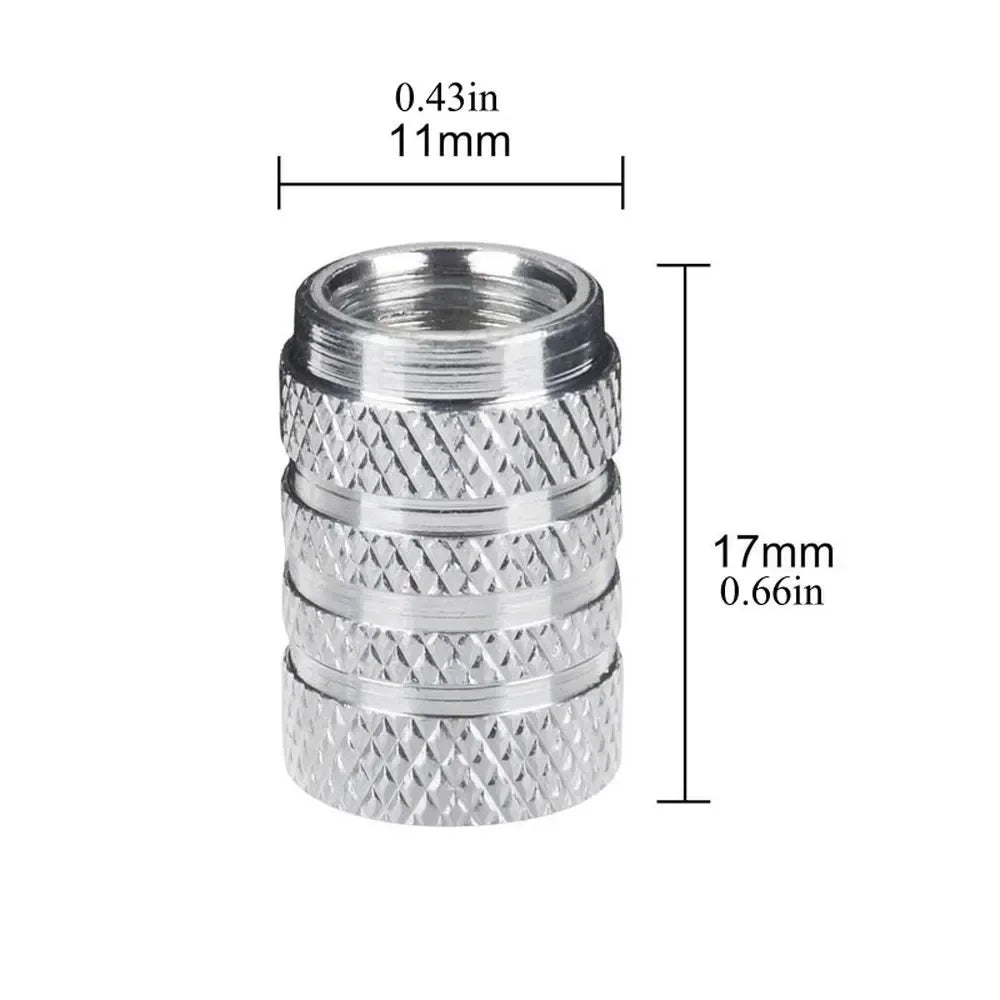 4pcs Aluminum Tire Valve Caps – Knurled O-Ring Seal for Cars, Motorcycles & Bicycles