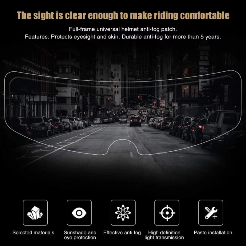 Motorcycle Helmet Anti-Fog & Rainproof Film – Clear Nano-Coated Lens Insert