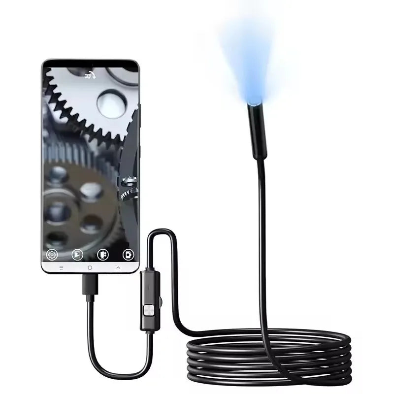 7mm USB-C Endoscope Camera – IP67 Waterproof Inspection Borescope with 6 Adjustable LEDs for Android & PC