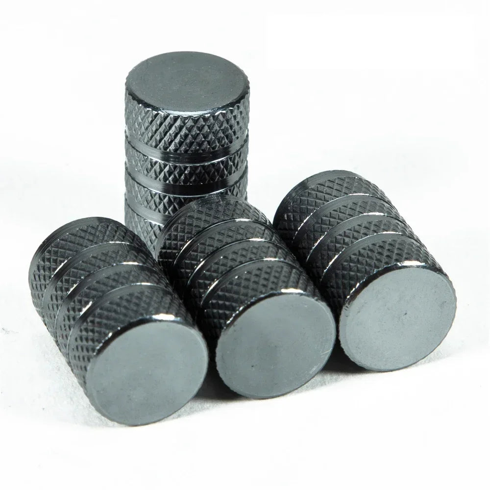 4pcs Aluminum Tire Valve Caps – Knurled O-Ring Seal for Cars, Motorcycles & Bicycles