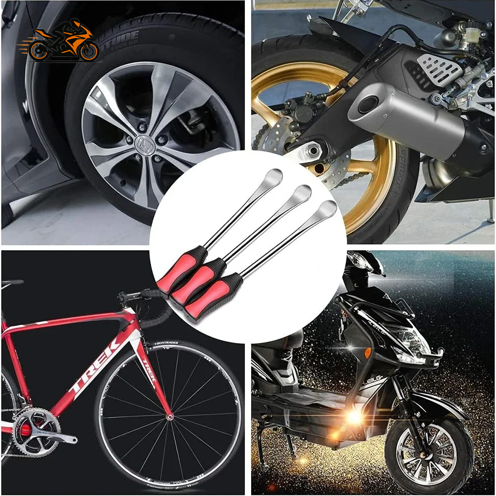 Motorcycle Tire Repair Spoon Set – Heavy-Duty Steel Tire Lever Kit with Rim Protectors & Non-Slip Handles