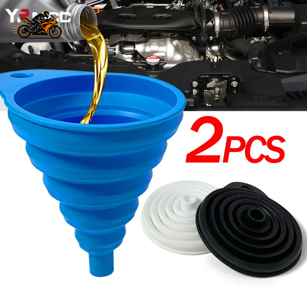 2× Foldable Silicone Engine Funnel – Collapsible Oil & Fluid Funnel for Motorcycle, Car & ATV Maintenance