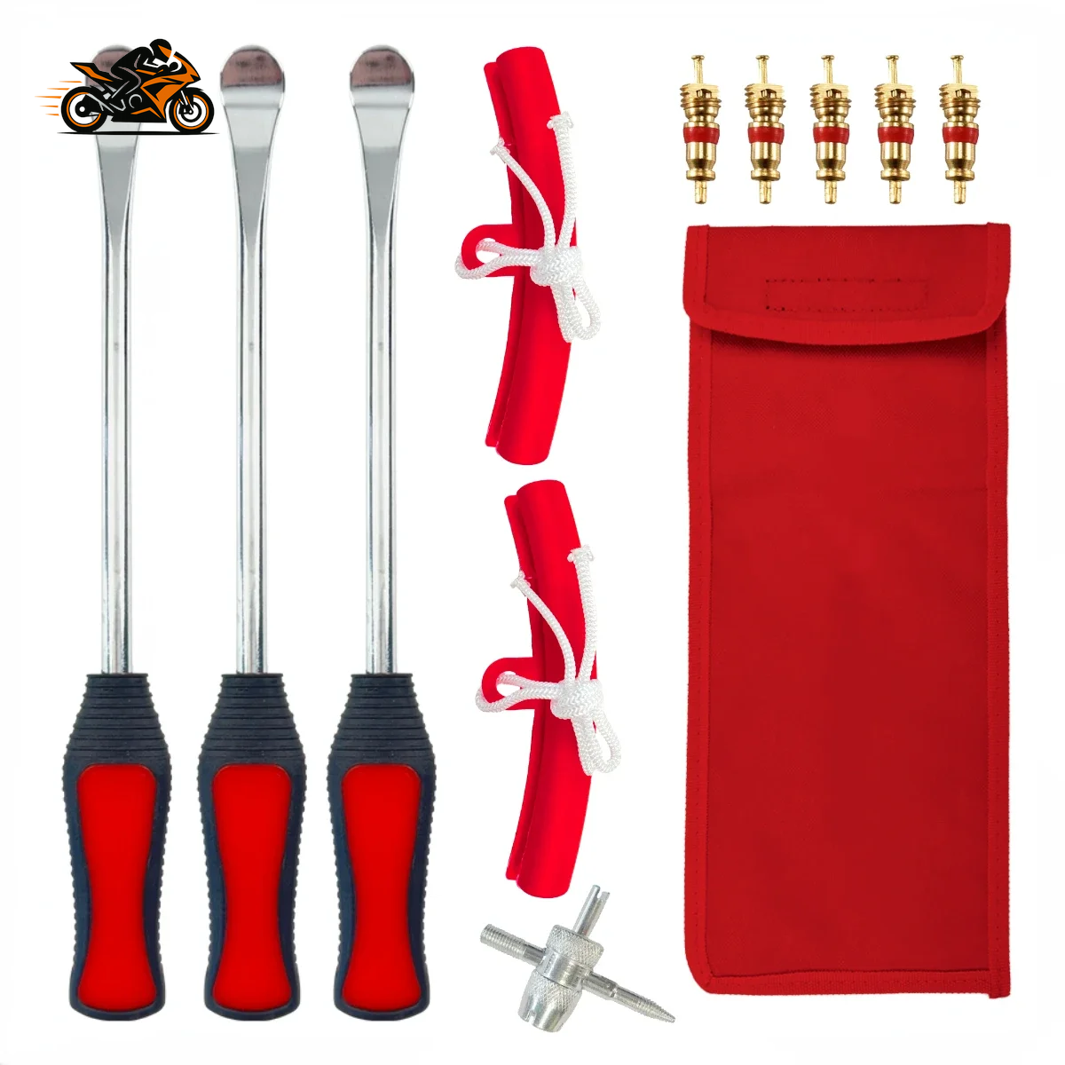 Motorcycle Tire Repair Spoon Set – Heavy-Duty Steel Tire Lever Kit with Rim Protectors & Non-Slip Handles