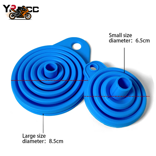 2× Foldable Silicone Engine Funnel – Collapsible Oil & Fluid Funnel for Motorcycle, Car & ATV Maintenance