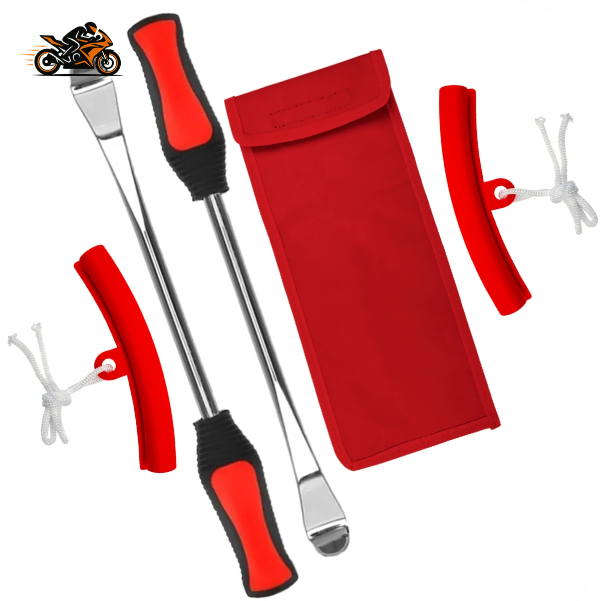Motorcycle Tire Repair Spoon Set – Heavy-Duty Steel Tire Lever Kit with Rim Protectors & Non-Slip Handles