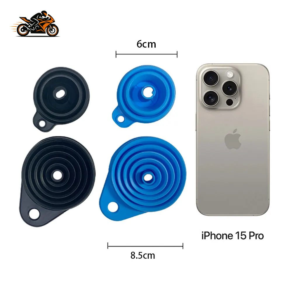2× Foldable Silicone Engine Funnel – Collapsible Oil & Fluid Funnel for Motorcycle, Car & ATV Maintenance